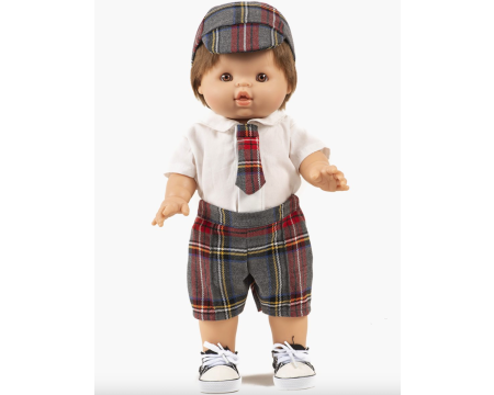 Ensemble William avec cravate et pantalon à carreaux Tartan gris MINIKANE