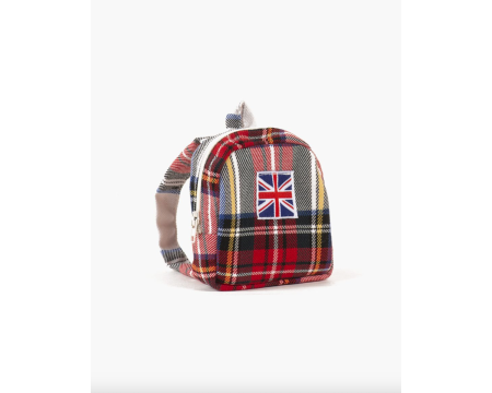 Sac à dos Théo pour poupée à carreaux Tartan écru MINIKANE