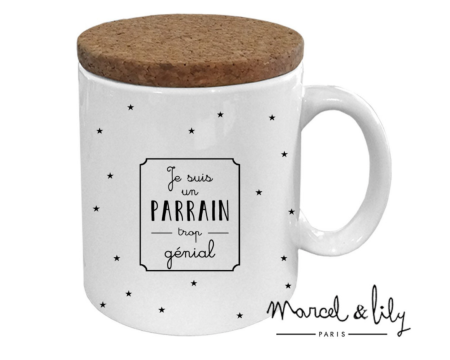 Mug avec couvercle en liège Je suis un parrain trop génial MARCEL&LILY