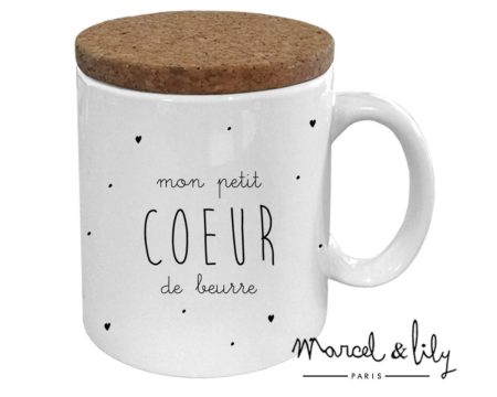 Mug avec couvercle en liège Mon petit coeur de beurre MARCEL&LILY