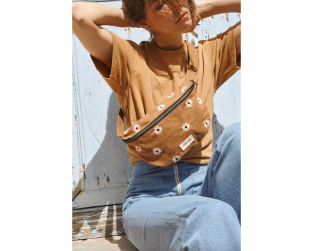 Sac banane Custine en coton recyclé Camel Tournesol