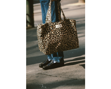 Célestins le sac 24h en coton recyclé Léopard Beige