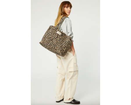 Célestins le sac 24h en coton recyclé Léopard Beige