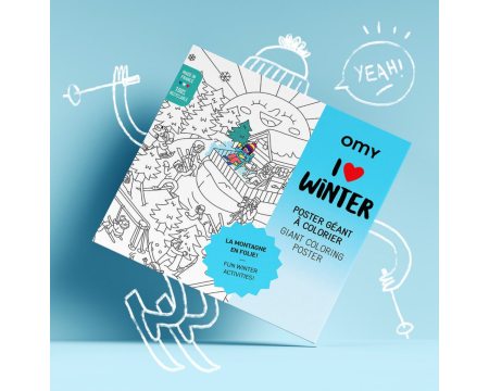 Poster géant à colorier I LOVE WINTER OMY