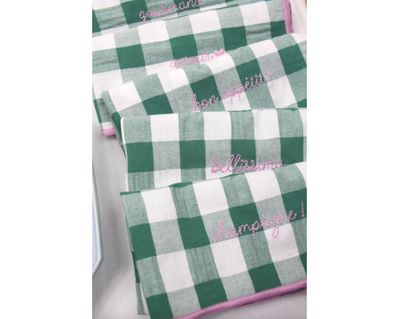 Serviette de table sauge - amour