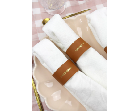 Rond de serviette en cuir - amour ❤