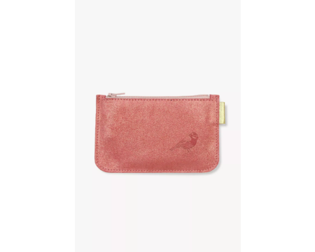 Porte monnaie pailleté cuir BARNABE AIME LE CAFE - Rose fraise