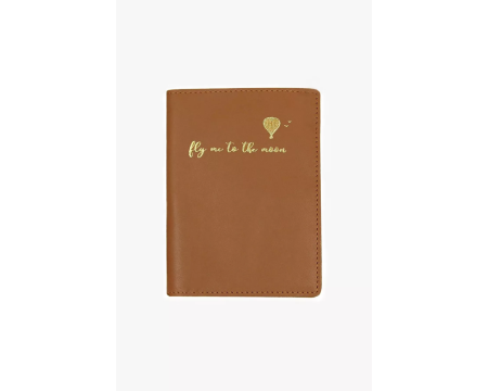 Etui passeport en cuir Caramel BARNABE AIME LE CAFE