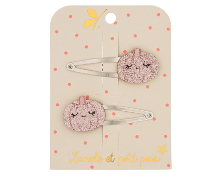 Barrettes citrouilles roses (paire)