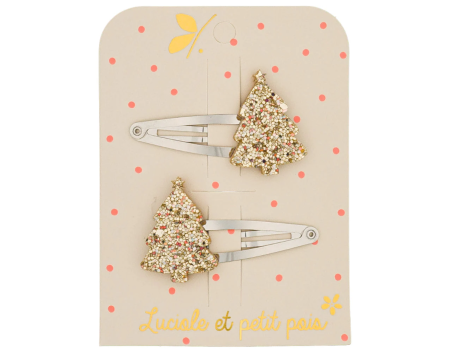 Barrettes sapins dorés (paire)
