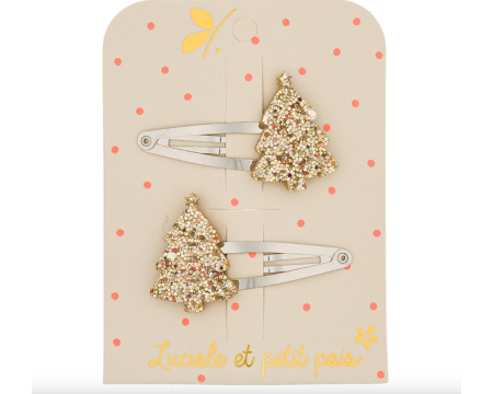 Barrettes sapins - doré (paire)