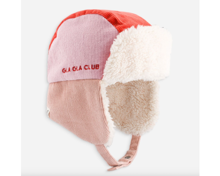 Chapka tricolore velours Gla Gla Club Rose/Orange CHAMAYE