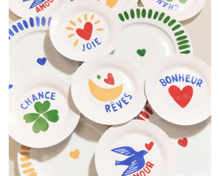 L'assiette Bonheur en porcelaine