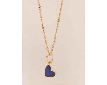 Médaillon Cœur Manon en émail bleu et or fin 24 carats - émoi émoi