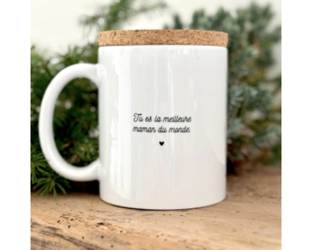 Mug avec couvercle en liège "JOYEUX NOËL MAMAN D'AMOUR"