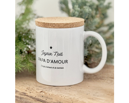 Mug avec couvercle en liège "JOYEUX NOËL PAPA D'AMOUR"