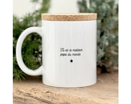 Mug avec couvercle en liège "JOYEUX NOËL PAPA D'AMOUR"