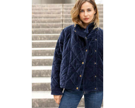 Veste Kapur Velours Lisse Navy