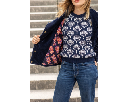 Veste Kapur Velours Lisse Navy