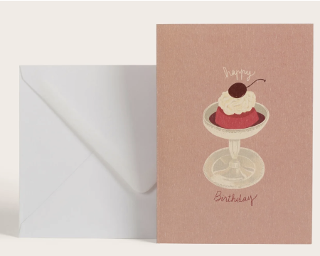 Carte double à message "La cerise" + enveloppe