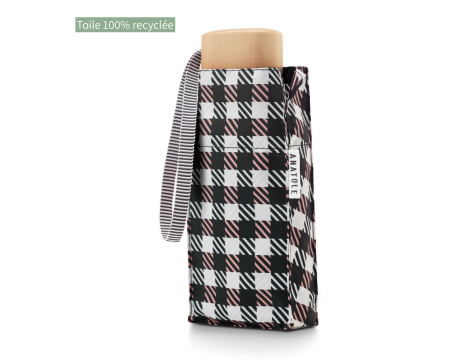 Mini parapluie ANATOLE PARIS carreaux vichy noir/rose