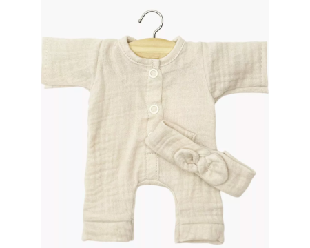 Combinaison Lili et son headband en gaze de coton Mastic pour poupées Babies MINIKANE