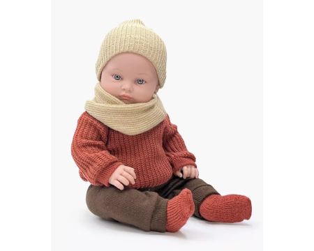 Poupée Yann - pull maille rouge bordeaux - Bambinis