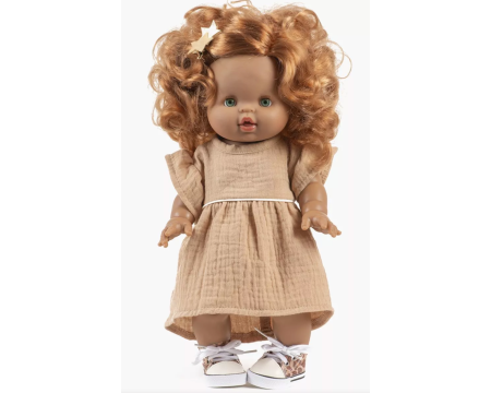 Robe Daisy et son headband à noeud rond en gaze de coton - latte