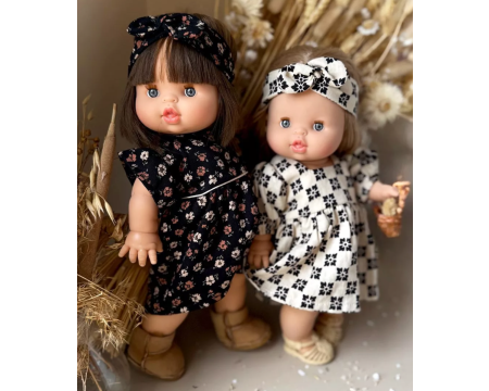 Robe Daisy et son headband à noeud rond Capucine avec passepoil écru