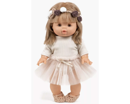 Couronne de fleurs en crochet beige pour poupée Minikane