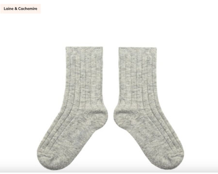 Chamois Chaussettes à côtes en cachemire et laine - Gris clair