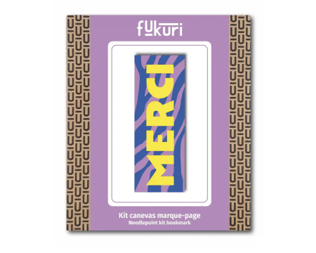 Kit Canevas complet FUKURI 5,5x15 cm - MERCI - Marque-page