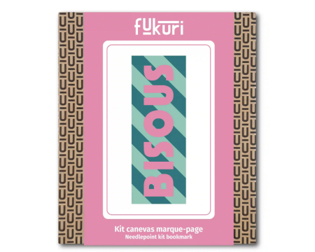 Kit Canevas complet FUKURI 5,5x15 cm - BISOUS - Marque-page