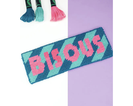 Kit Canevas complet FUKURI 5,5x15 cm - BISOUS - Marque-page