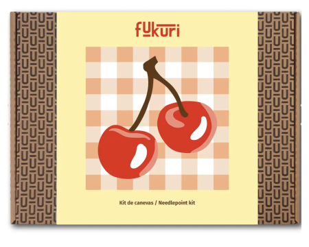 Kit Canevas complet FUKURI 25x25 cm - Cerises vichy