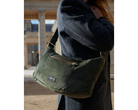 Sac à main Mini Charlot en velours côtelé upcyclé - Kaki