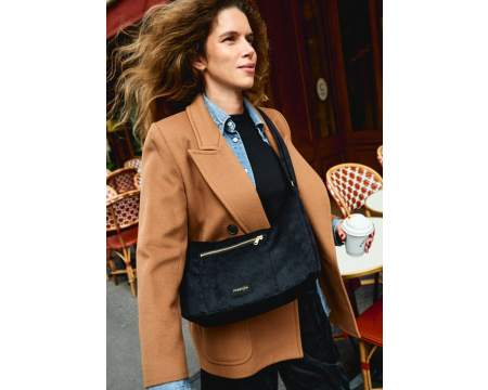 Sac à main Mini Charlot Velours côtelé upcyclé - Noir