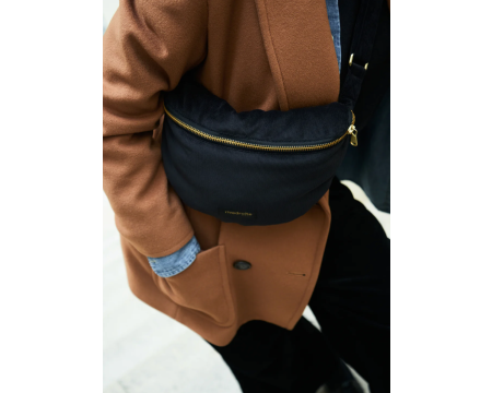 Sac Banane Custine en Velours côtelé upcyclé - Noir