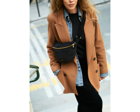 Sac Banane Custine en Velours côtelé upcyclé - Noir