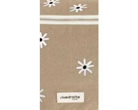 Trousse de toilette en coton recyclé Tournelles XL - Marguerite Beige