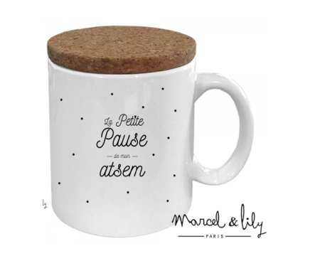 Mug couvercle en liège "LA PETITE PAUSE DE MON ATSEM"