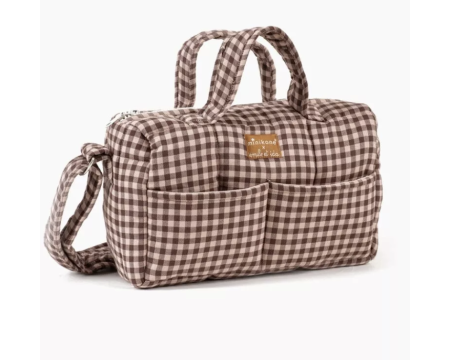 Sac à langer pour poupée MINIKANE en coton - Emile & Ida - Vichy rose