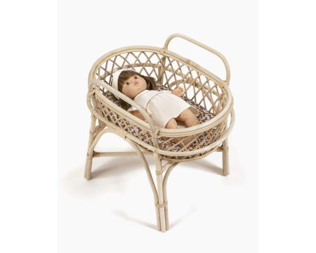 Couffin sur pieds « Padang » poupée + matelas en coton fleurs d'oranger MINIKANE