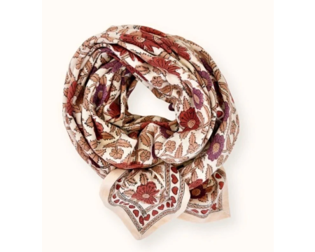Big foulard Latika Coeur Macadamia Fire