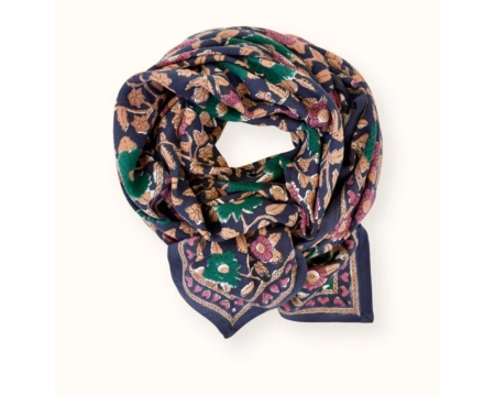Big foulard Latika Coeur Navy Forest