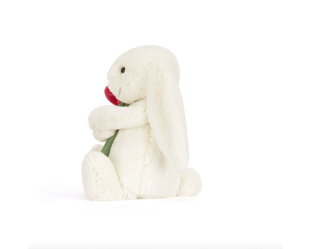 Peluche Cream bunny with rose Jellycat - lapin crème avec rose