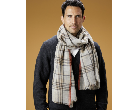 Écharpe Homme à Carreaux Beige SELJAVALLALAUG - AV08 Paris