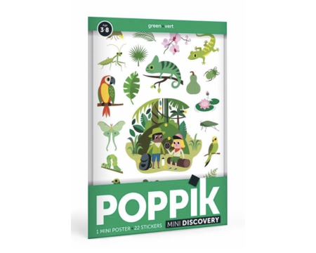 Poster mini-discovery en stickers - POPPIK - La Jungle - Vert
