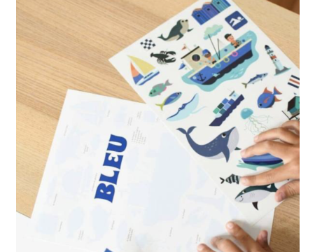 Poster mini-discovery en stickers - POPPIK - Bleu