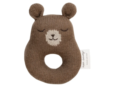 Hochet ourson brun en laine d'alpaga